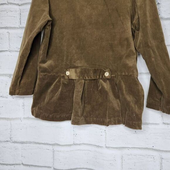 Bryn Walker Brown Green Collared Button Down Corduroy Shirt Womens Large Cotton - Picture 9 of 13